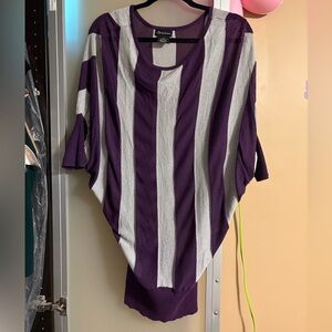Chic Purple and Silver grey glitter sparkle Striped Top